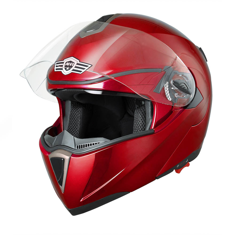 Yescom Modular Helmet Flip Up Full Face Dual Visors DOT Red, M(57-58cm) Image