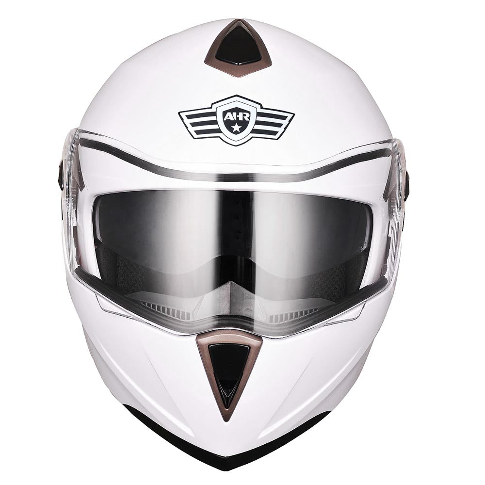 Yescom Modular Helmet Flip Up Full Face Dual Visors DOT White, M Image