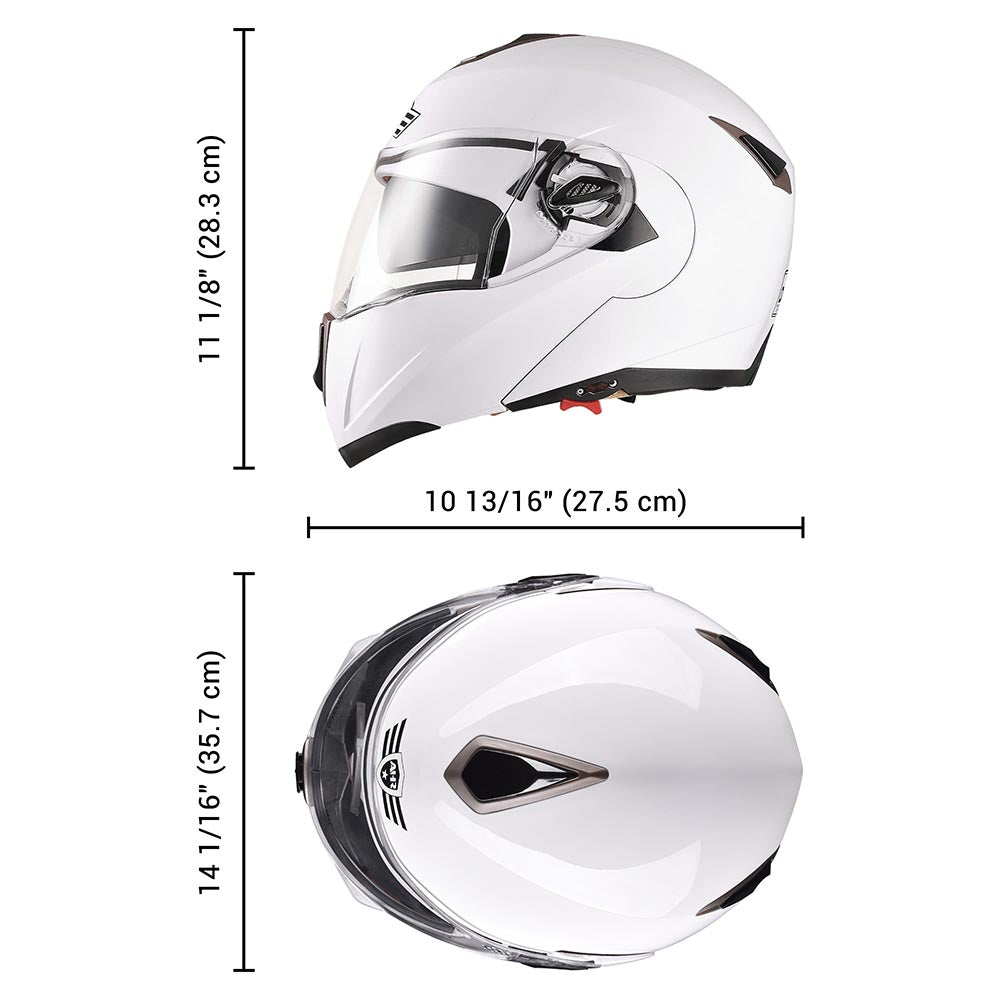 AHR Modular Helmet Flip Up Full Face Dual Visors DOT White