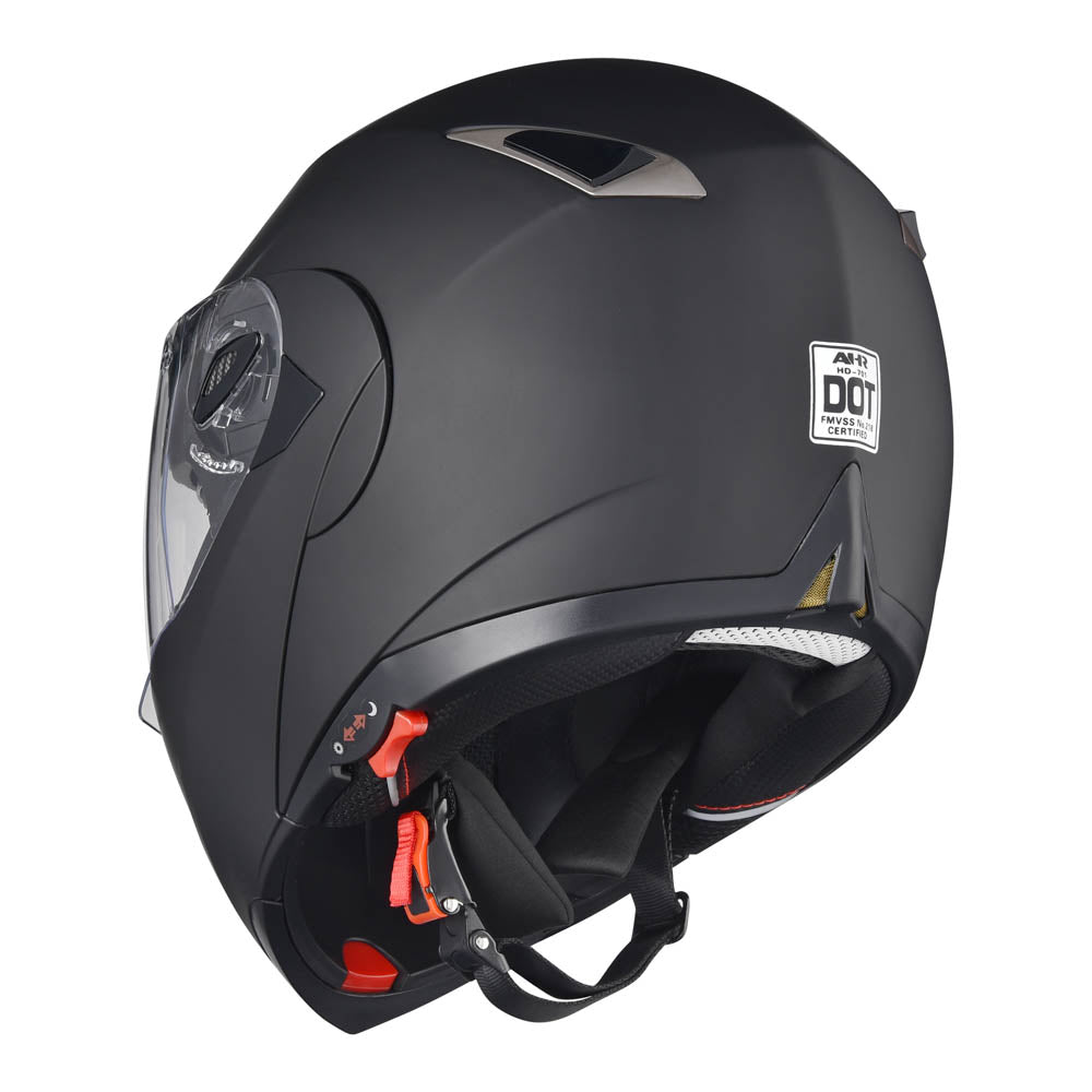 Yescom DOT Flip Up Motorcycle Helmet Full Face Dual Visors Matte Black, M Image
