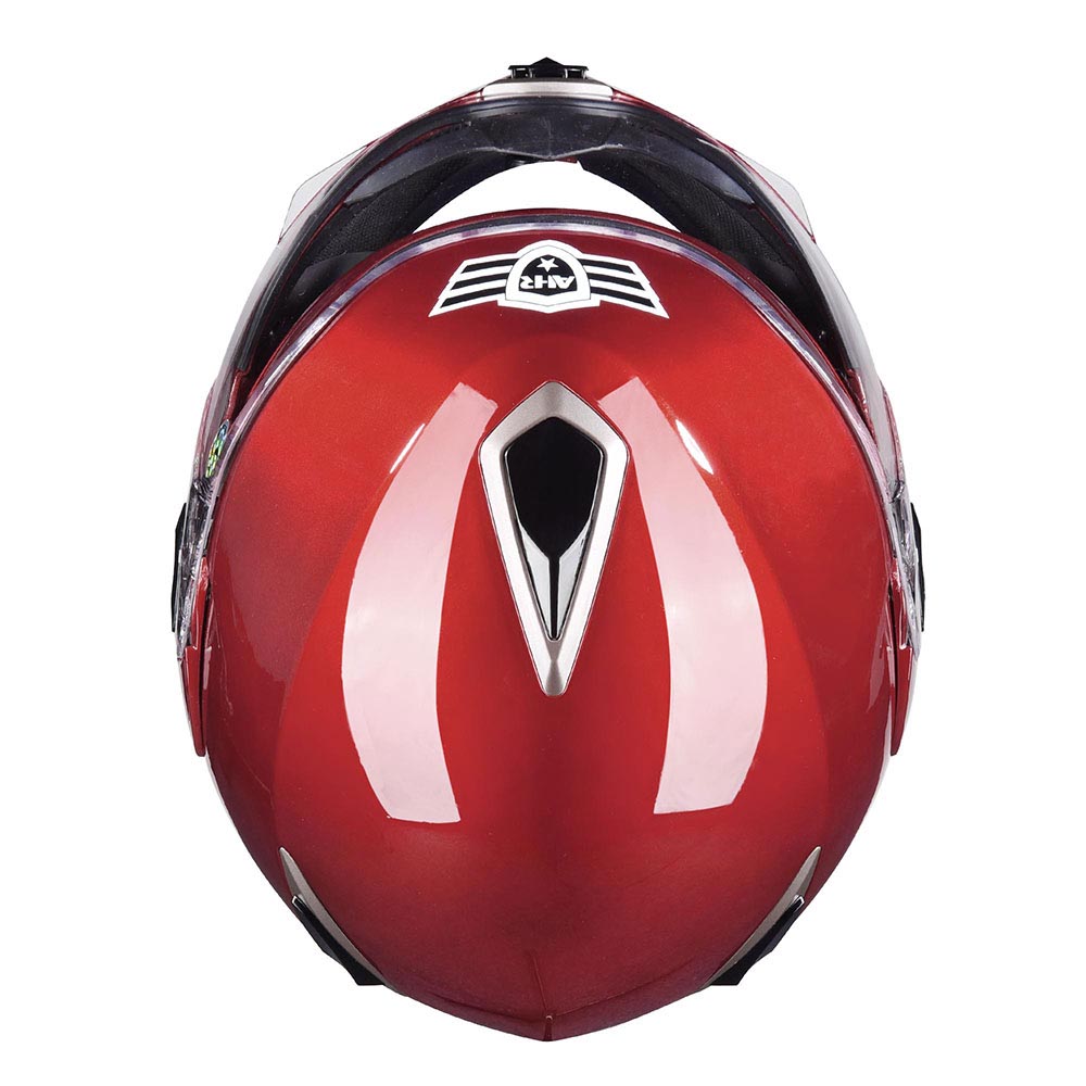 AHR Modular Helmet Flip Up Full Face Dual Visors DOT Red