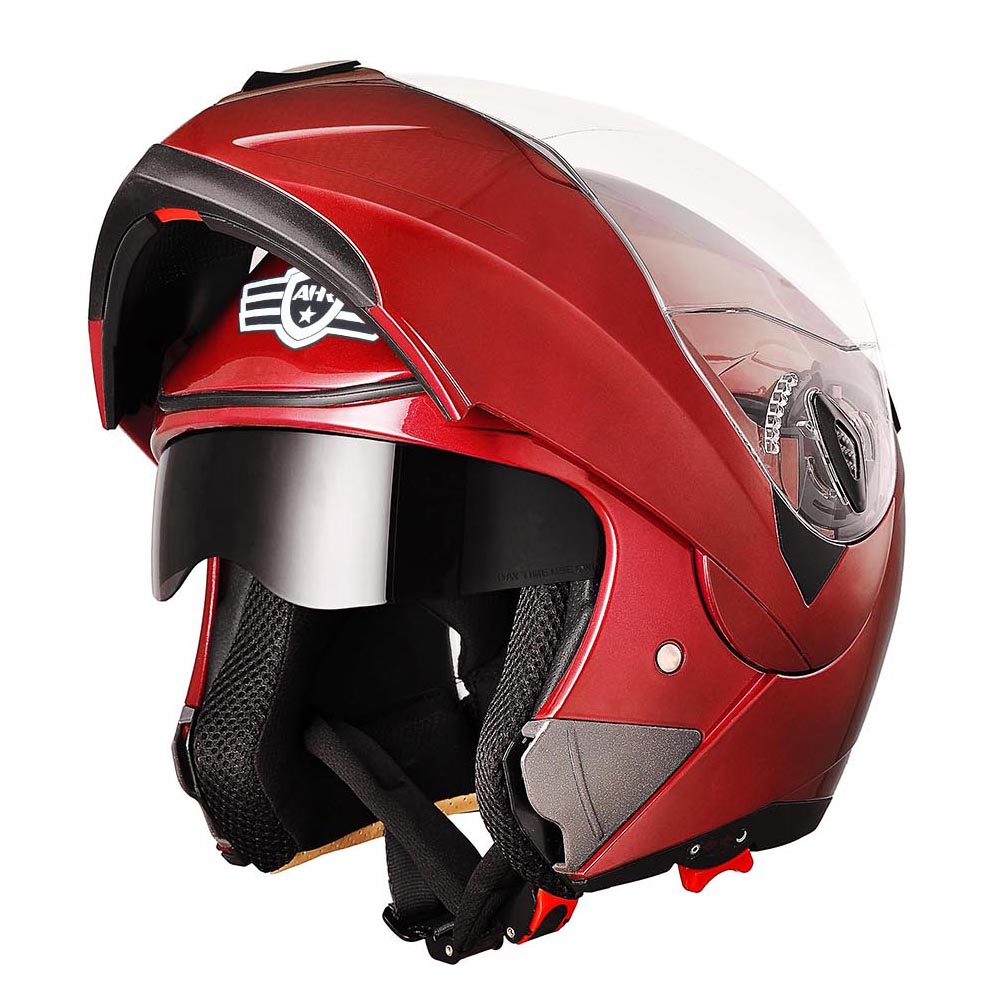 Yescom Modular Helmet Flip Up Full Face Dual Visors DOT Red, L(59-60cm) Image