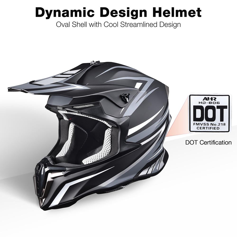 Yescom Adult DOT Off-road Race Helmet Dirt Bike MX ATV Black, S(55-56cm) Image