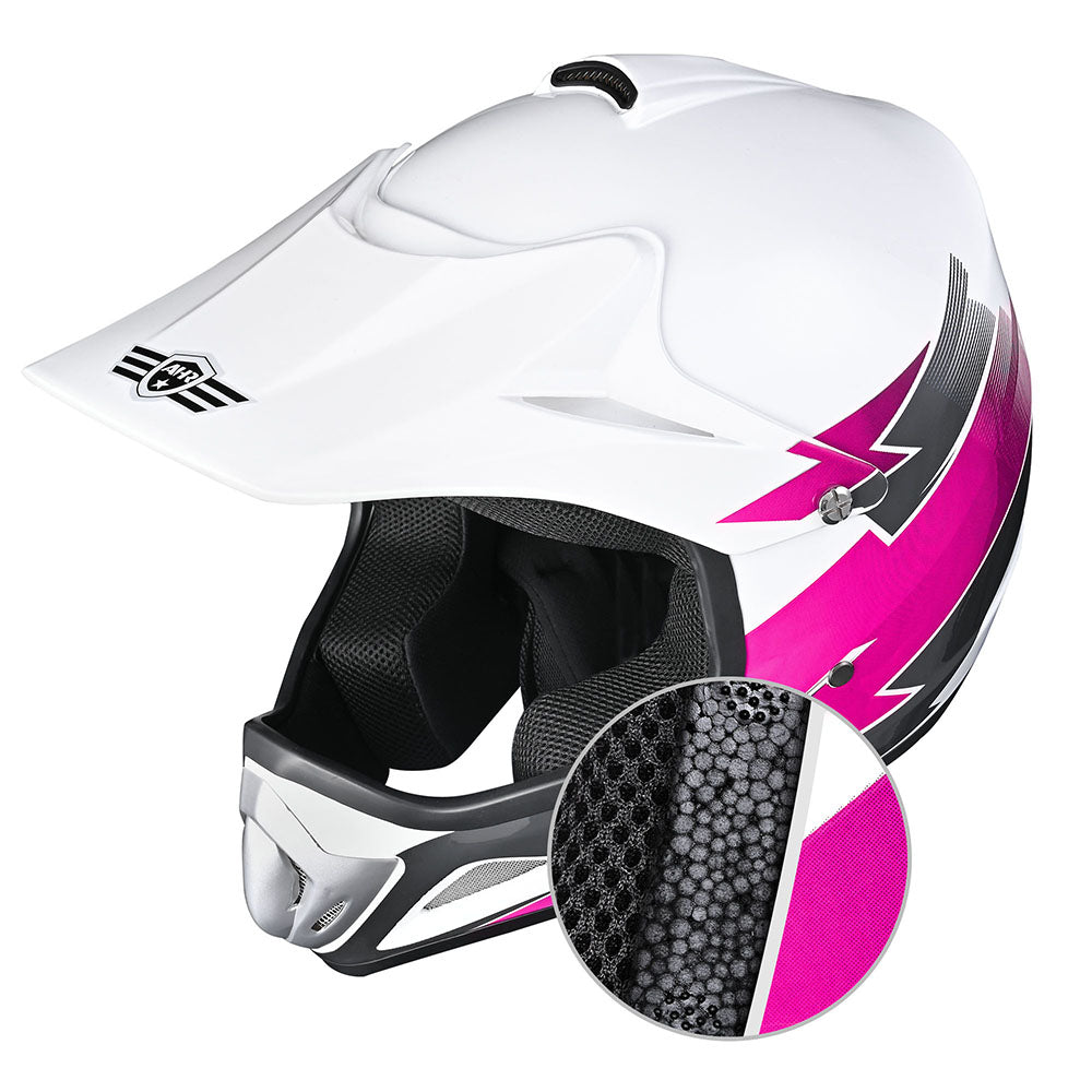 Yescom Dirt Bike Helmet for Youth H-VEN12 DOT Pink, S(49-50cm) Image