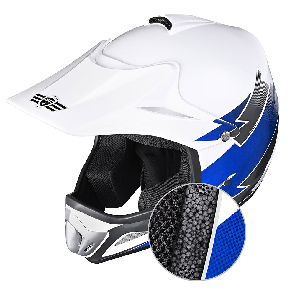 Yescom Dirt Bike Helmet for Youth H-VEN12 DOT Blue, M(51-52cm) Image