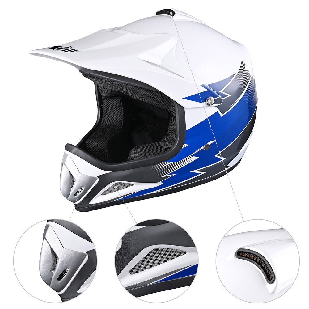 Yescom Dirt Bike Helmet for Youth H-VEN12 DOT Blue Image