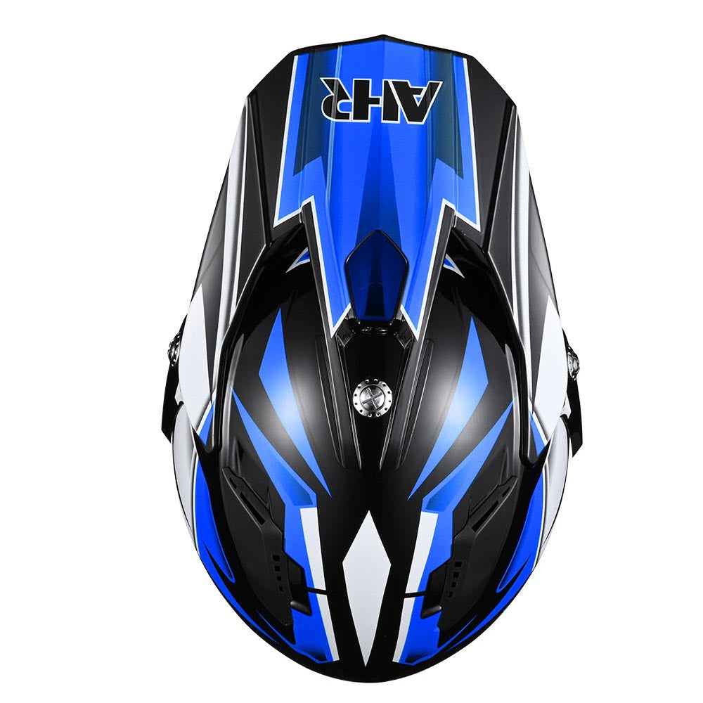 Yescom DOT Dirt Bike Motocross Helmet Black Blue, L(59-60cm) Image