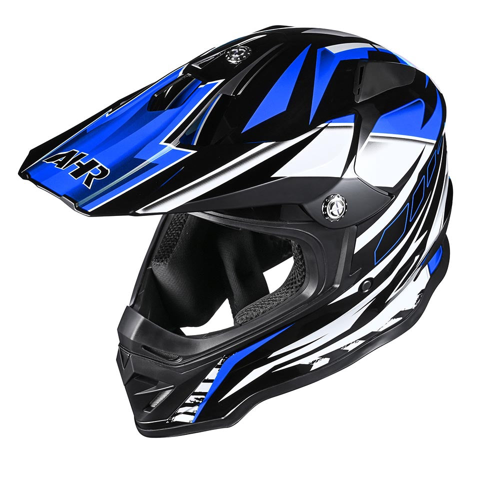 Yescom DOT Dirt Bike Motocross Helmet Black Blue, M(57-58cm) Image