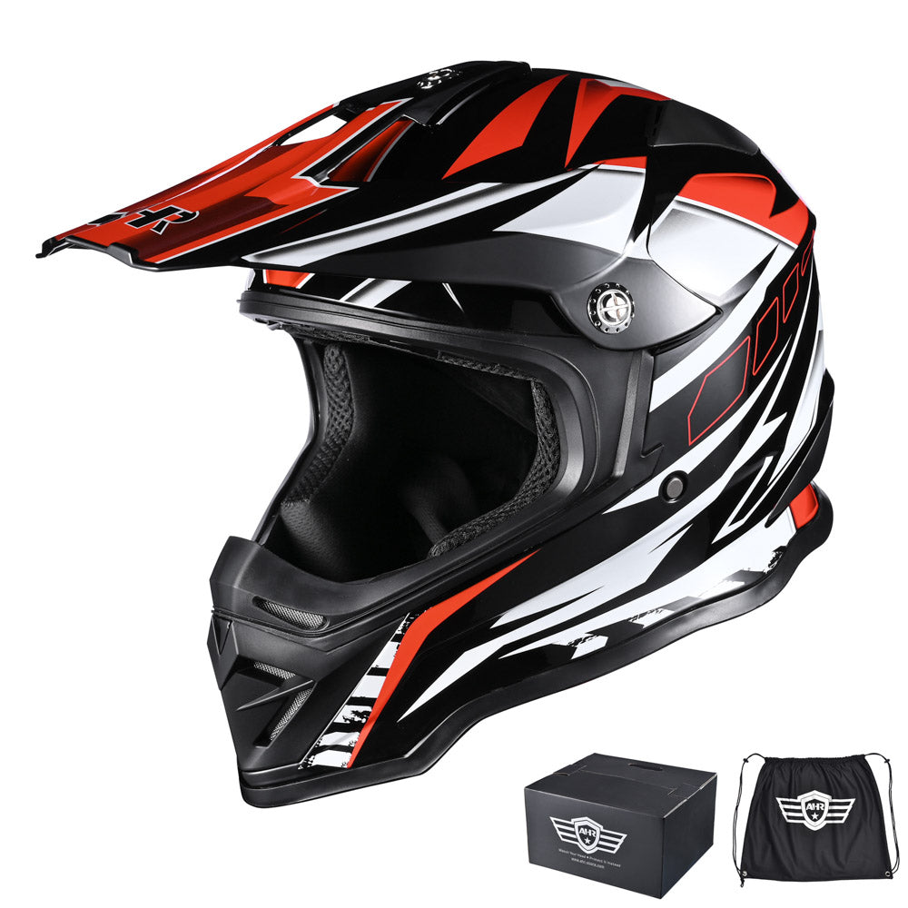 Yescom DOT Dirt Bike Motocross Helmet Black Red, S(55-56cm) Image