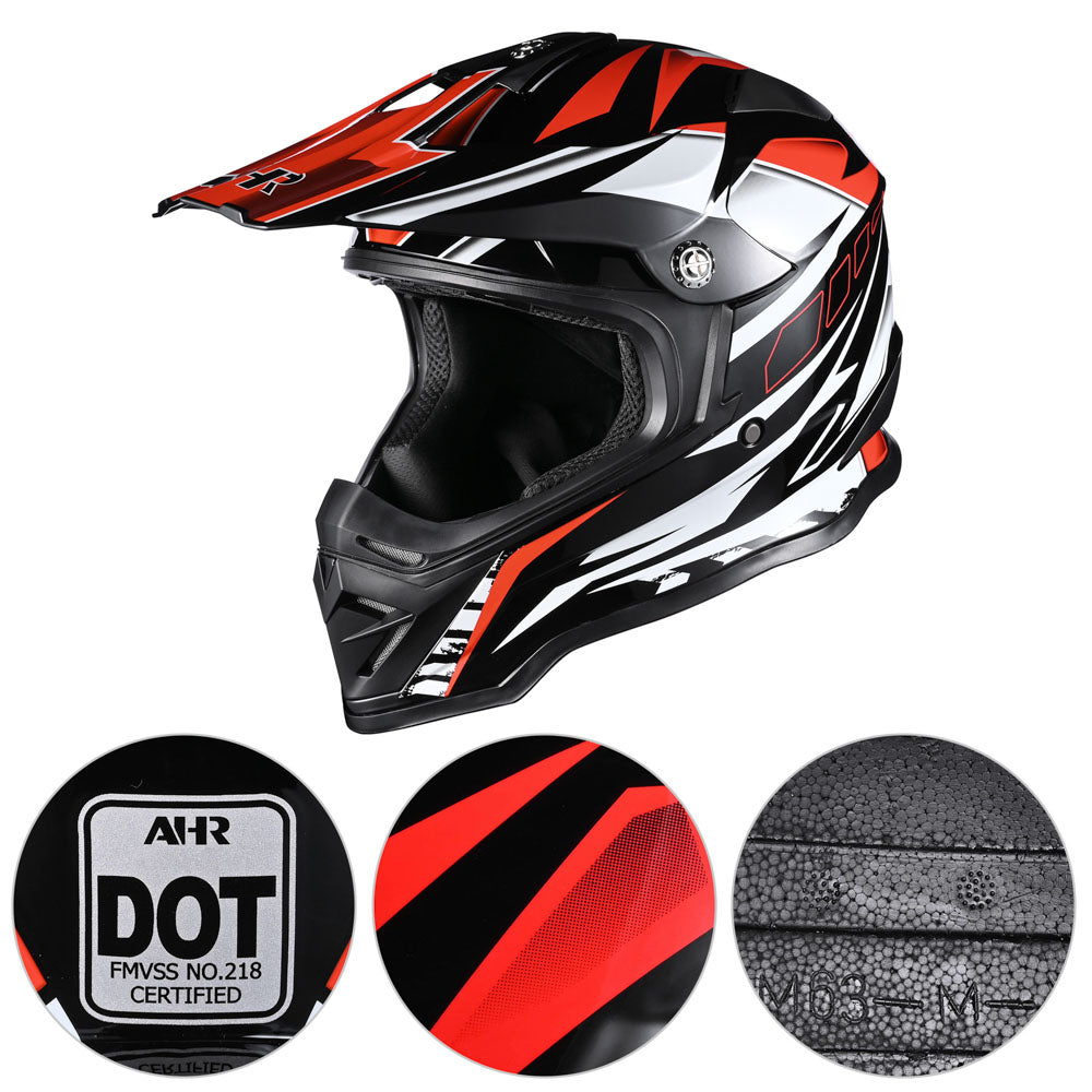 Yescom DOT Dirt Bike Motocross Helmet Black Red Image