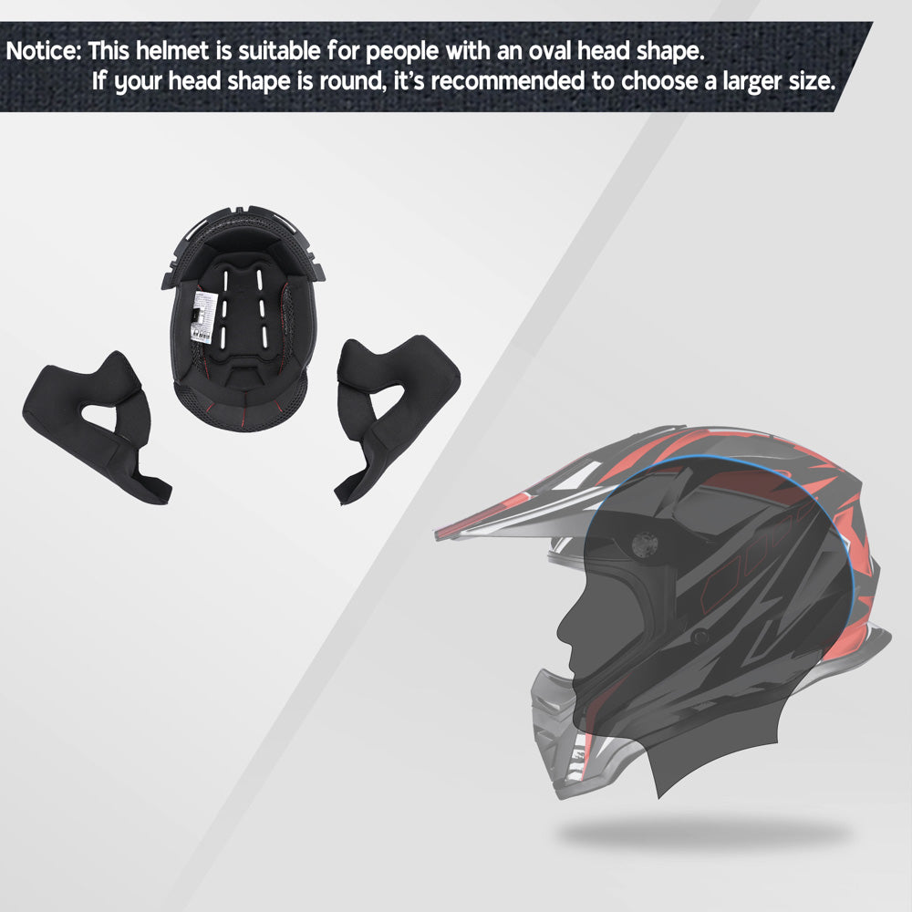 Yescom DOT Dirt Bike Motocross Helmet Black Red Image