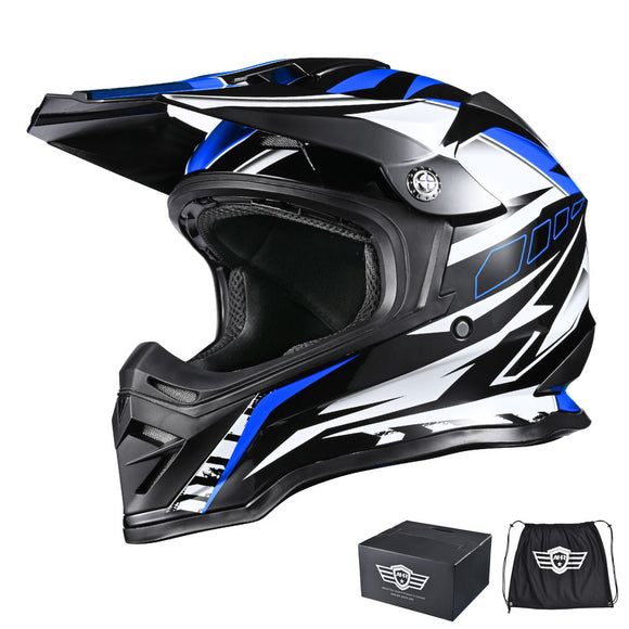 Yescom DOT Dirt Bike Motocross Helmet Black Blue Image