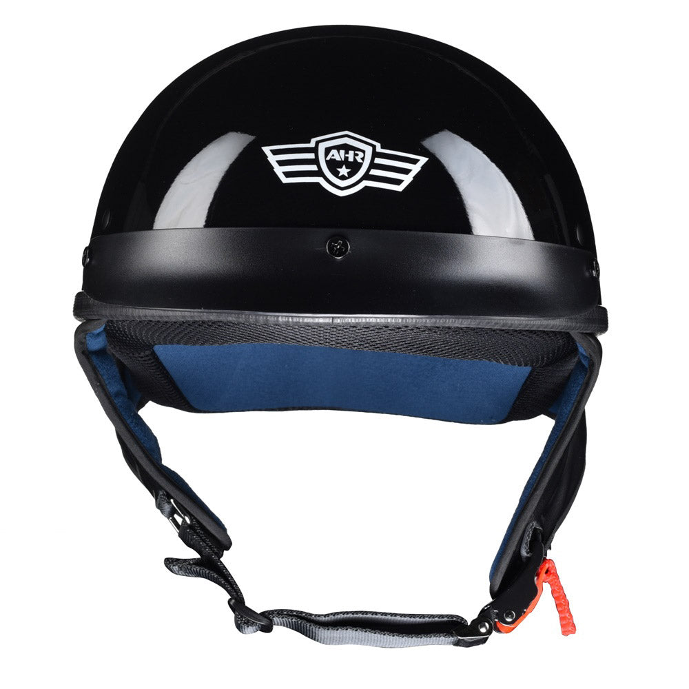 Yescom RUN-C Half Helmet Glossy Black Chopper Motorcycle Helmet DOT Image