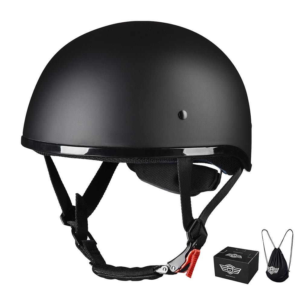 Yescom RUN-C Half Helmet Matt Black Chopper Motorcycle Helmet DOT, L Image