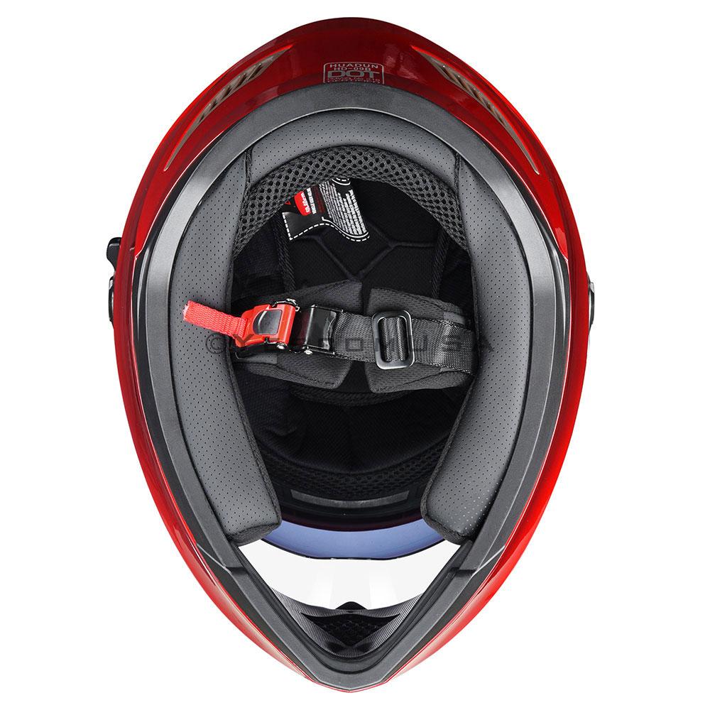 Yescom DOT Motorcycle Helmet Full Face Dual Visors Red Image