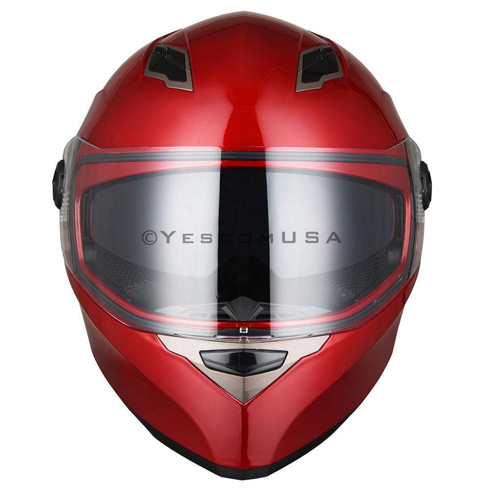Yescom DOT Motorcycle Helmet Full Face Dual Visors Red Image