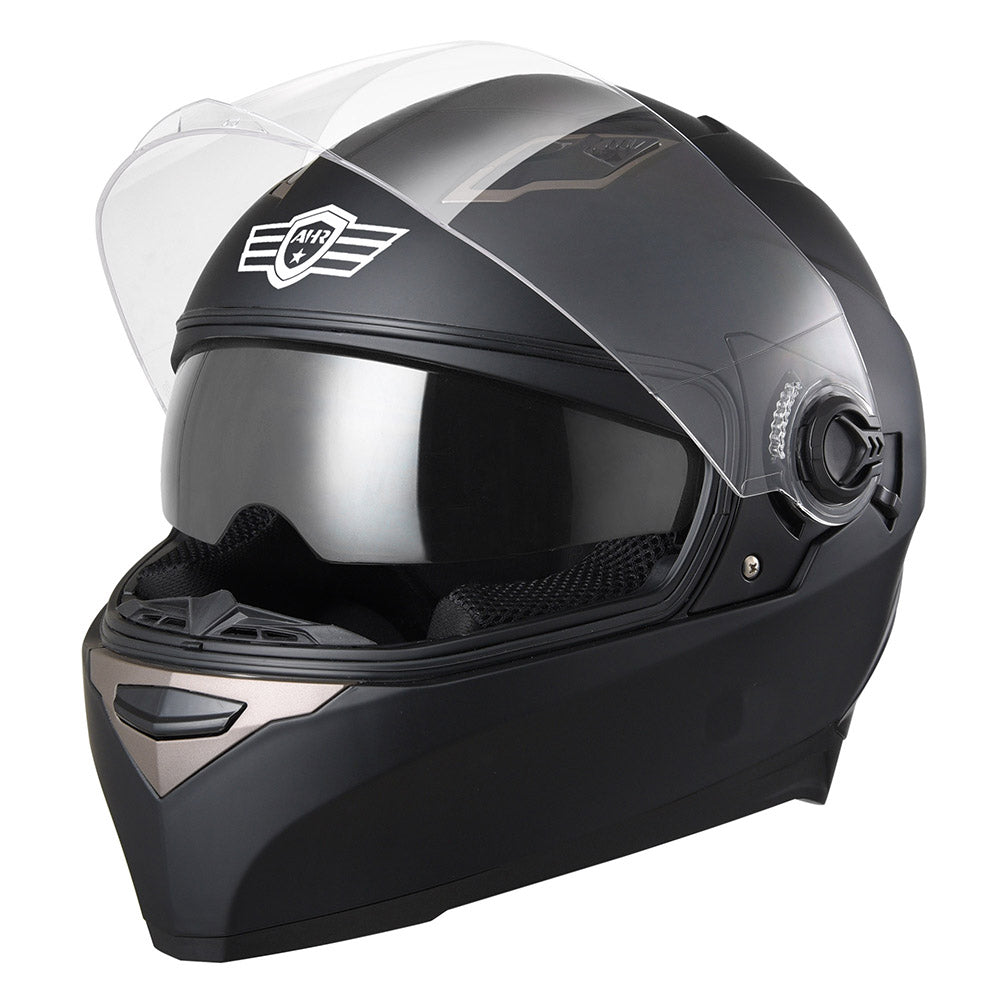 Yescom DOT Motorcycle Helmet Full Face Dual Visors Matte Black, S Image
