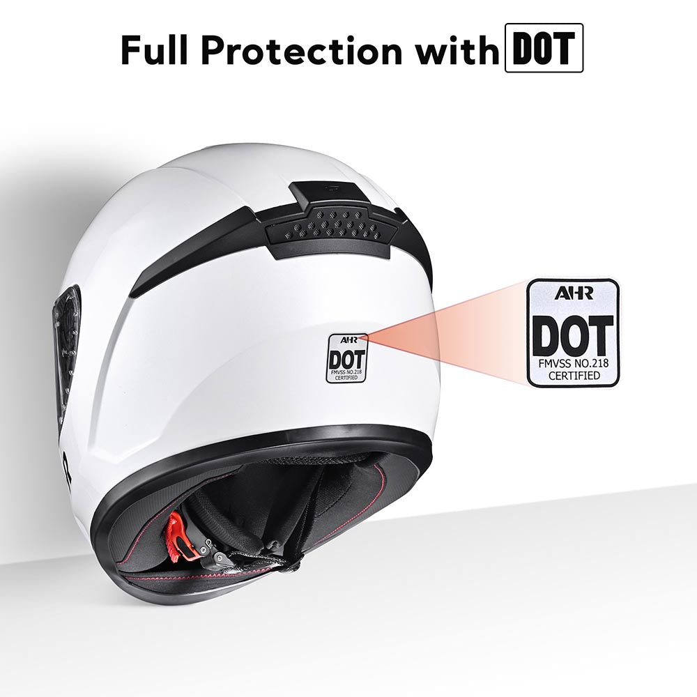 Yescom RUN-F3 DOT Motorcycle Helmet Full White Image