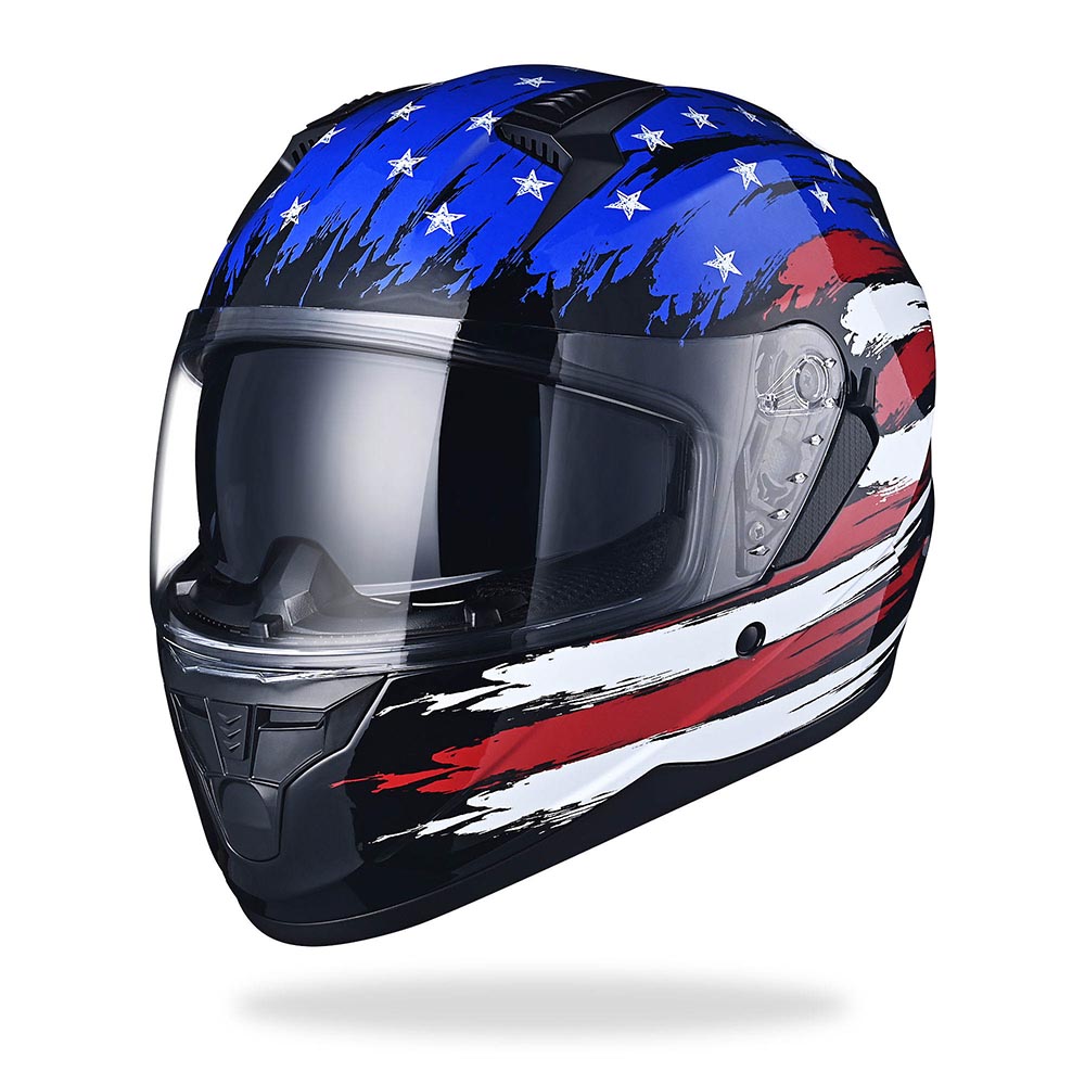 AHR RUN-F DOT Full Face Helmet Dual Visor Flag AHR RUN-F DOT Full Face Helmet Dual Visor Flag