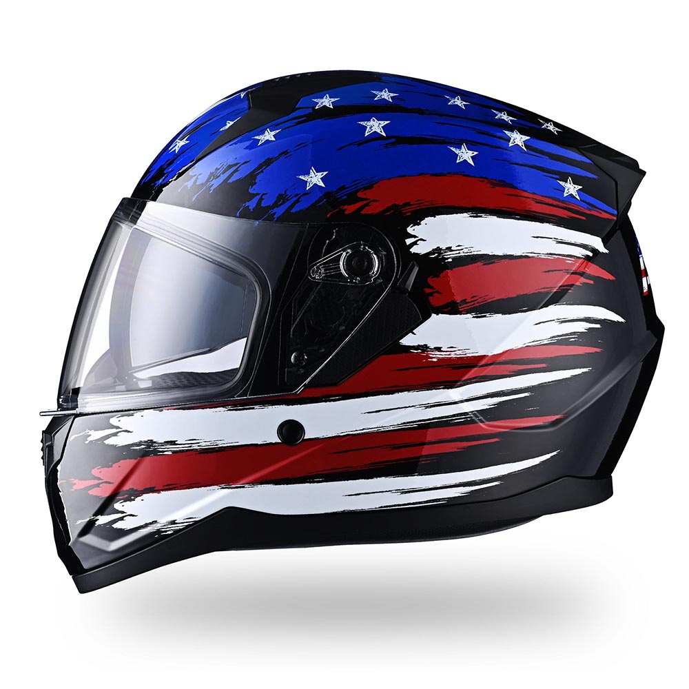 Yescom RUN-F DOT Full Face Helmet Dual Visor Flag, XXL(63-64cm) Image
