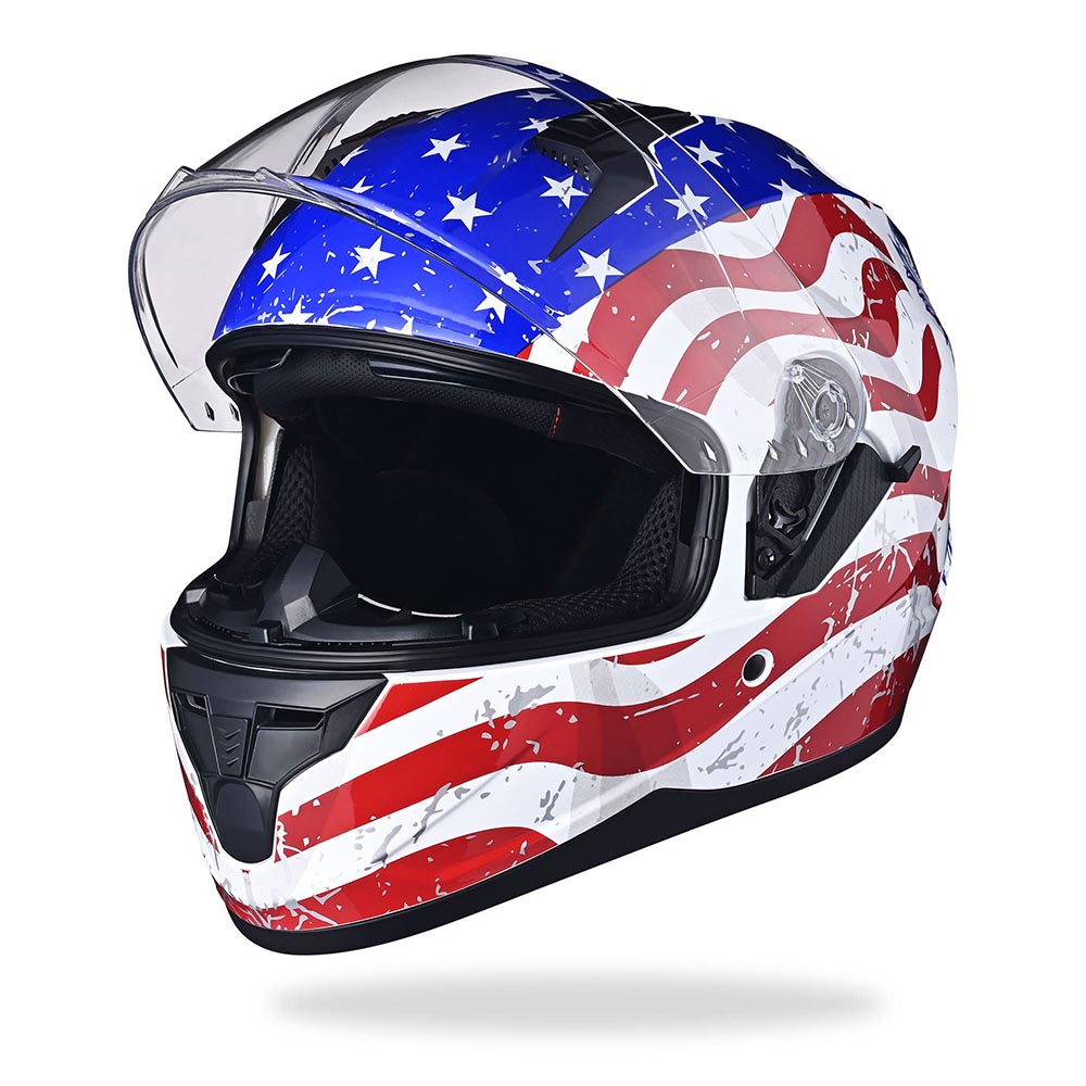 Yescom RUN-F DOT Full Face Helmet Dual Visor Eagle, XL(61-62cm) Image