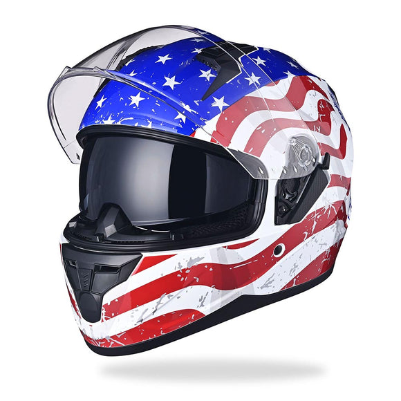 Yescom RUN-F DOT Full Face Helmet Dual Visor Eagle Image