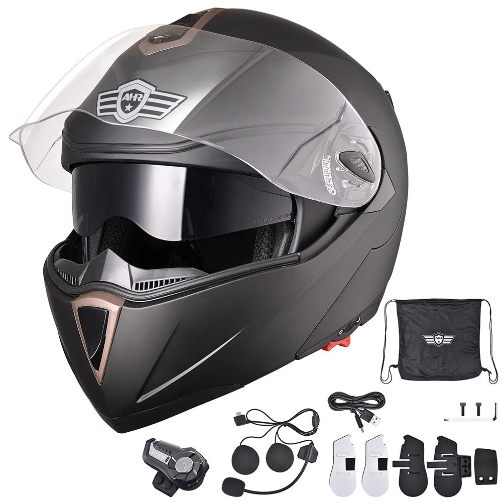 Yescom Bluetooth Helmet DOT Full Face Intercom Black Image