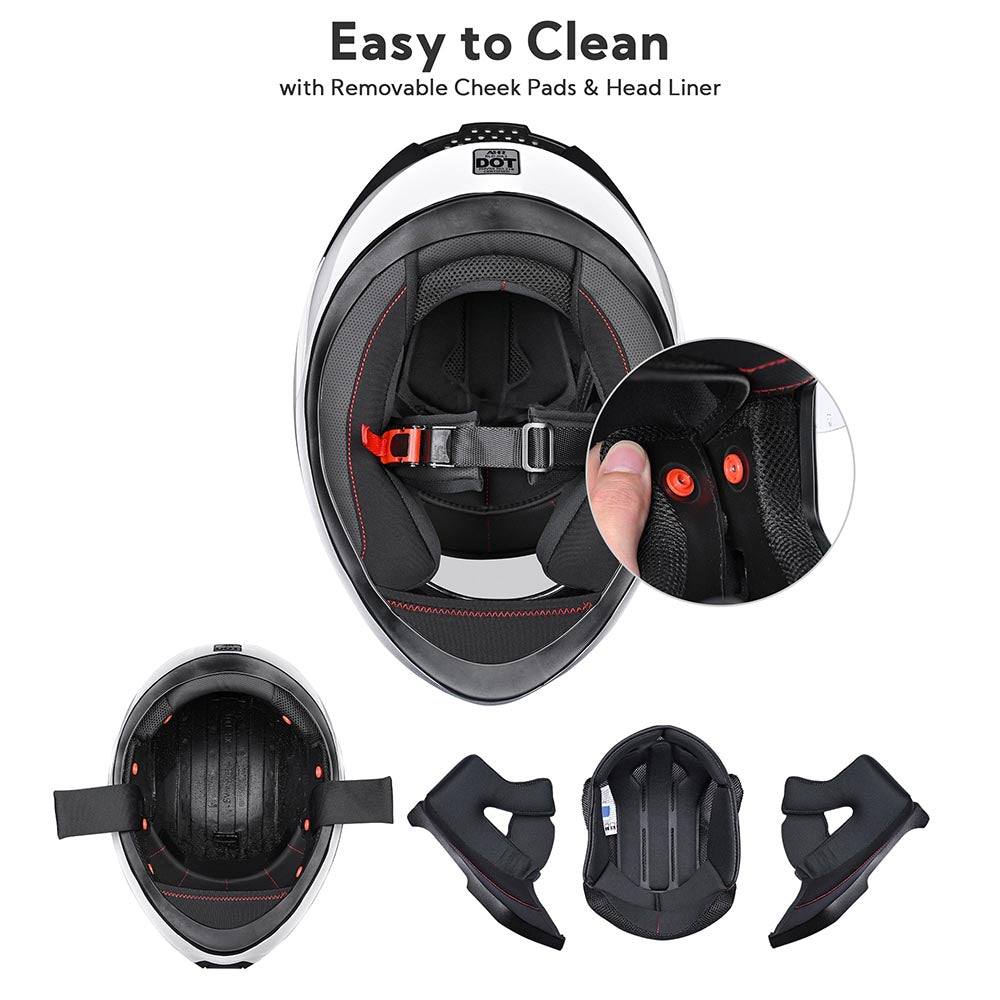 Yescom Bluetooth Helmet DOT Full Face Intercom Matte Black Image