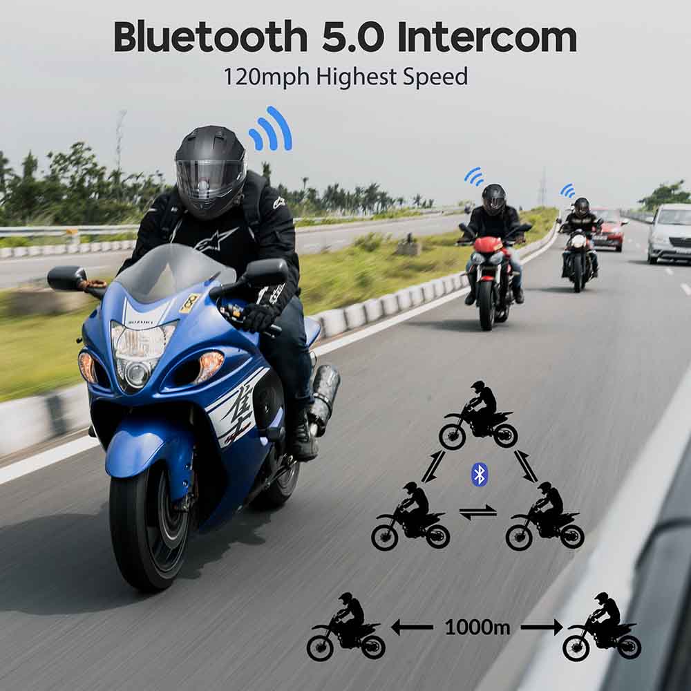 Yescom RUN-M3 Modular Helmet w/ Bluetooth Flip Up DOT Matte Black Image