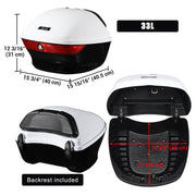 Yescom Motorcycle Trunk with Backrest Scooter Tour Pack White Image