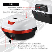 Yescom Motorcycle Trunk with Backrest Scooter Tour Pack White Image