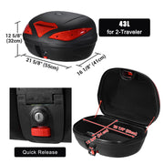 Yescom Motorcycle Trunk with Lights Quick Release Scooter Tour Pack Image