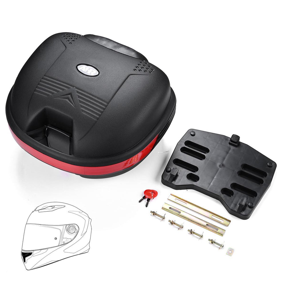 Yescom Motorcycle Scooter Truck Tail Box Topcase Black, 30L (w/ backrest) Image