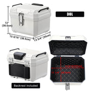 Yescom White Motorcycle Trunk Box with Backrest Scooter Tour Pack Image
