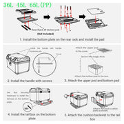 Yescom Motorcycle Trunk Box with Backrest Scooter Tour Pack Image