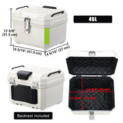 Yescom White Motorcycle Trunk Box with Backrest Scooter Tour Pack Image
