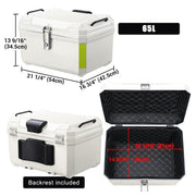 Yescom White Motorcycle Trunk Box with Backrest Scooter Tour Pack Image