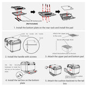 Yescom White Motorcycle Trunk Box with Backrest Scooter Tour Pack Image
