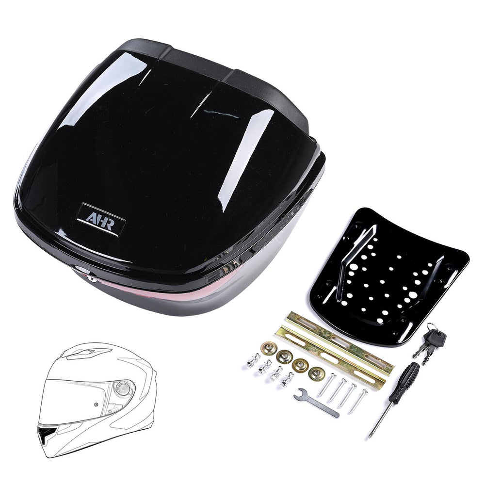 Yescom Motorcycle Truck with Backrest Scooter Tour Pack Gloss Black, 33L Image