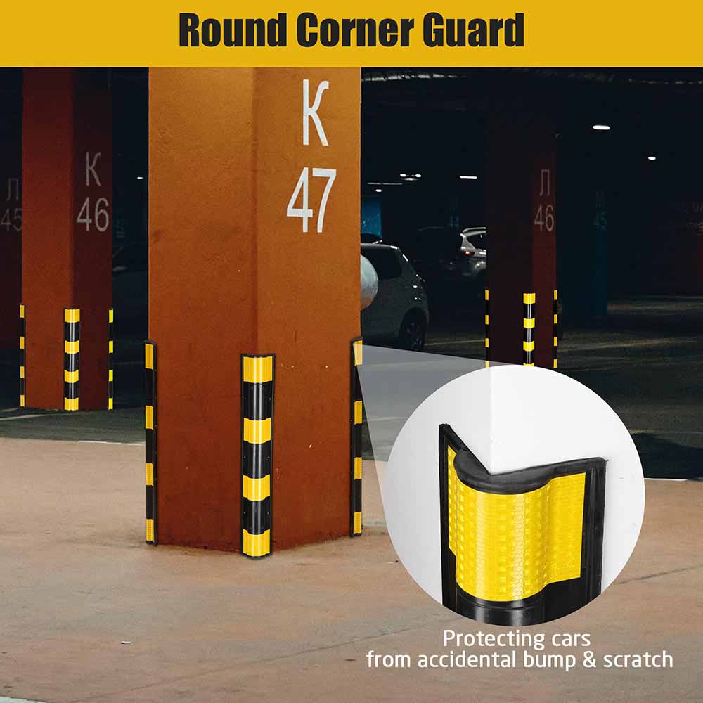 Yescom 2pcs Rubber Corner Guards for Walls Reflective 31" Round Image