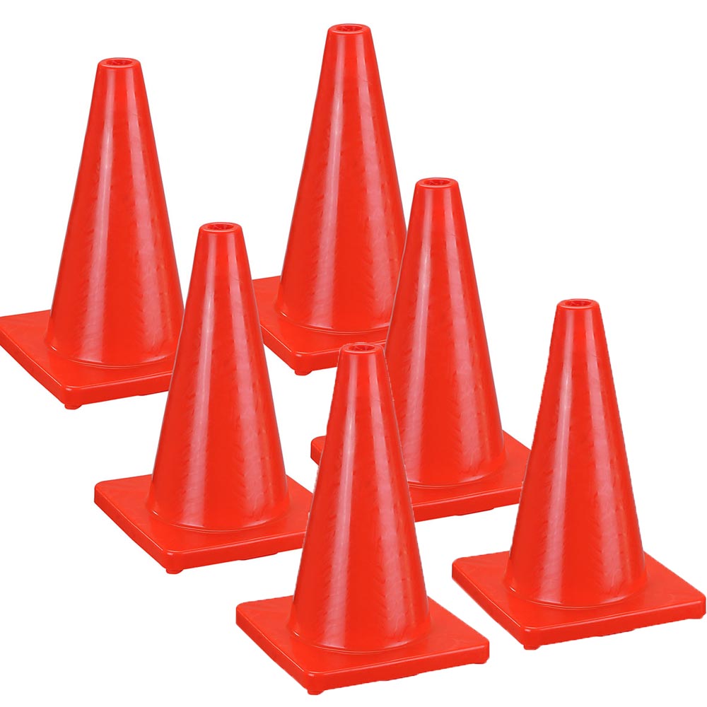 Yescom 6pcs 18-In Road Traffic Safety Cones Fluorescent Red Image