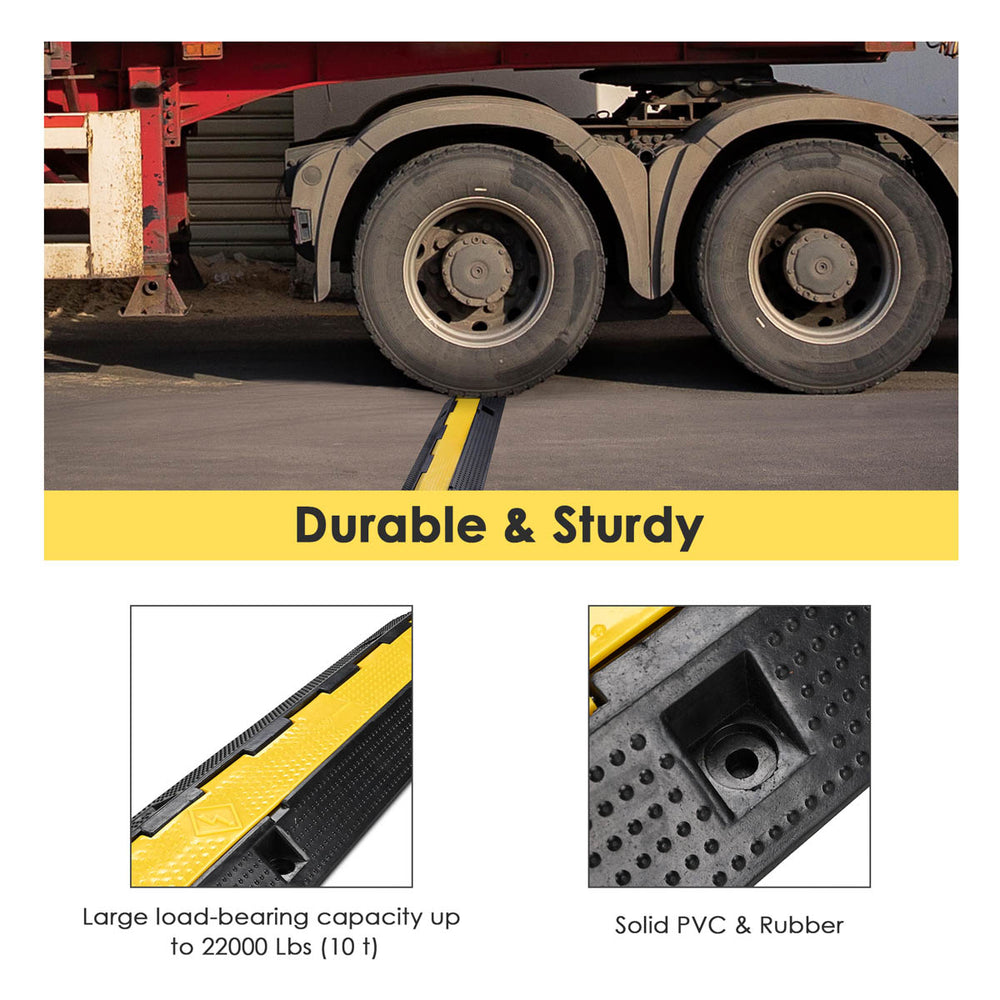 Yescom Cable Ramp Protector Rubber Cable Cover 1-Channel for 2" Cables Image