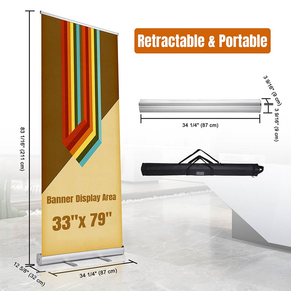 Yescom Aluminum Retractable Banner Stand 33 x 79 in Image