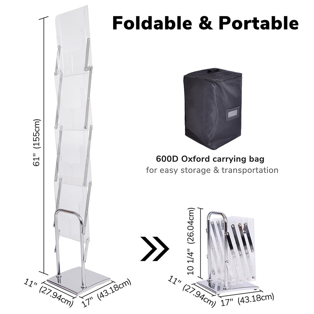 Yescom Collapsible Literature Stand Brochure Rack 4 Pocket w/ Bag Image