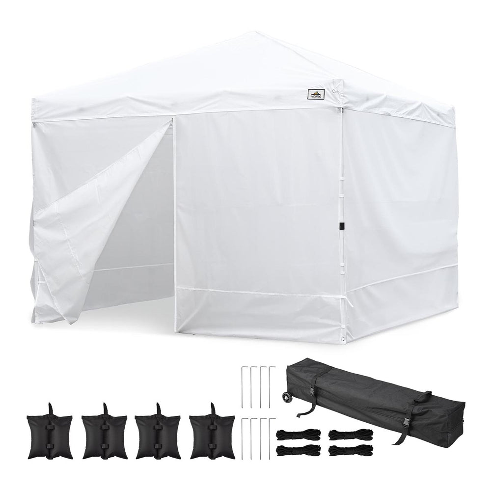 Yescom Ez Pop Up Canopy Tent 10'x10' Waterproof Shelter, White (Rolling Bag+4x Sidewalls) Image