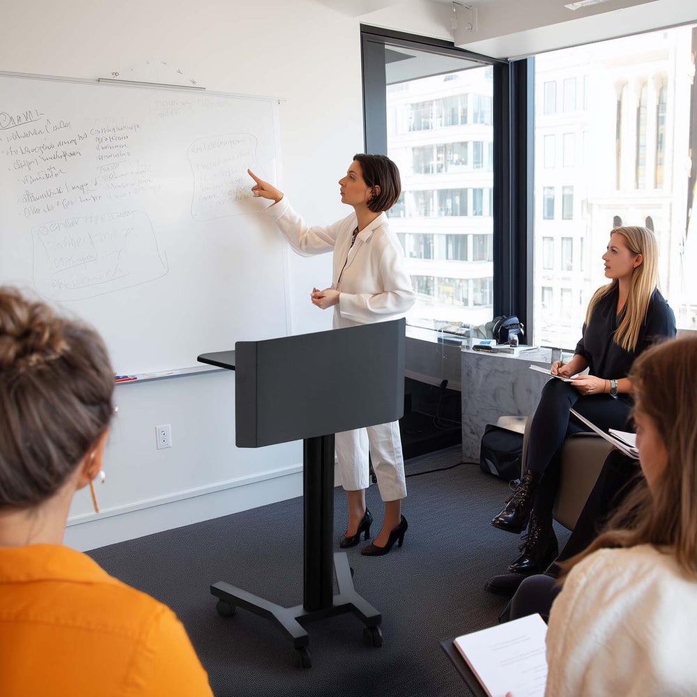 Yescom Podium Standing Desk Classroom Church Lectern on Wheels Image