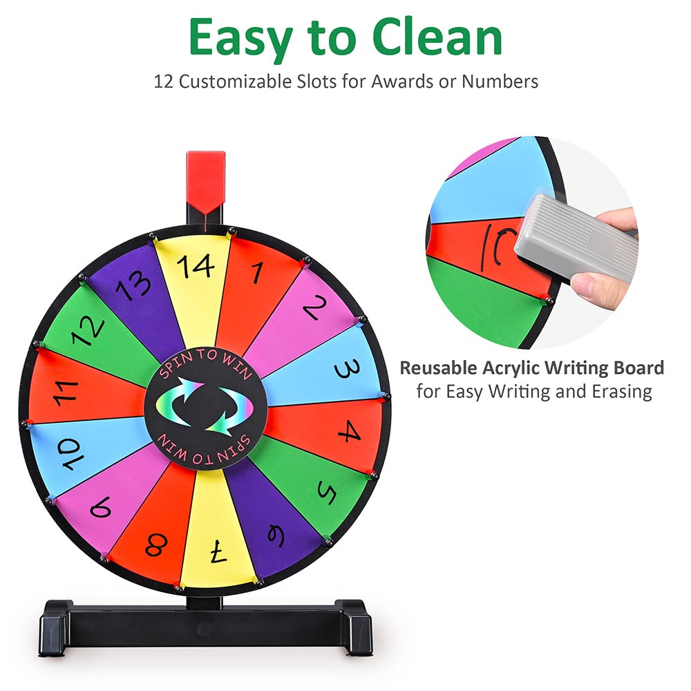 WinSpin 12" Tabletop & Wall Mounted Prize Wheel Color Dry Erase