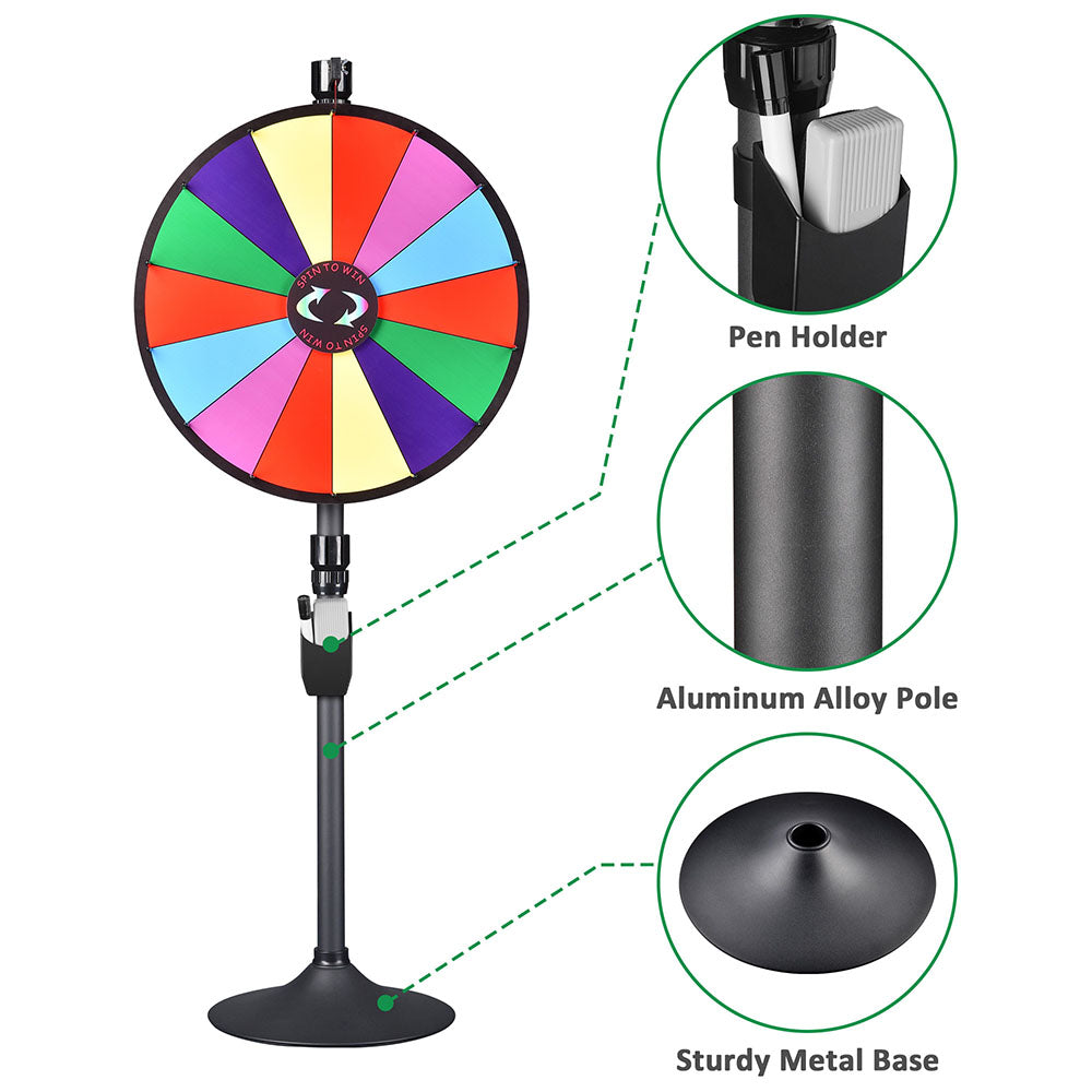 WinSpin 24" 14 Slot Floor Stand Color Clicker Dry Erase Prize Wheel