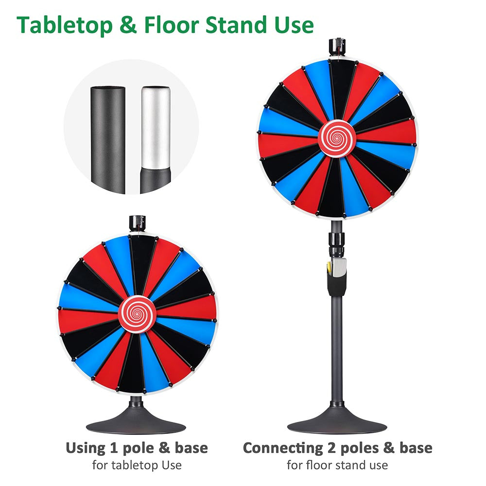 Yescom 24" Prize Wheel Floor Stand Tabletop Custom Slot(18) Image