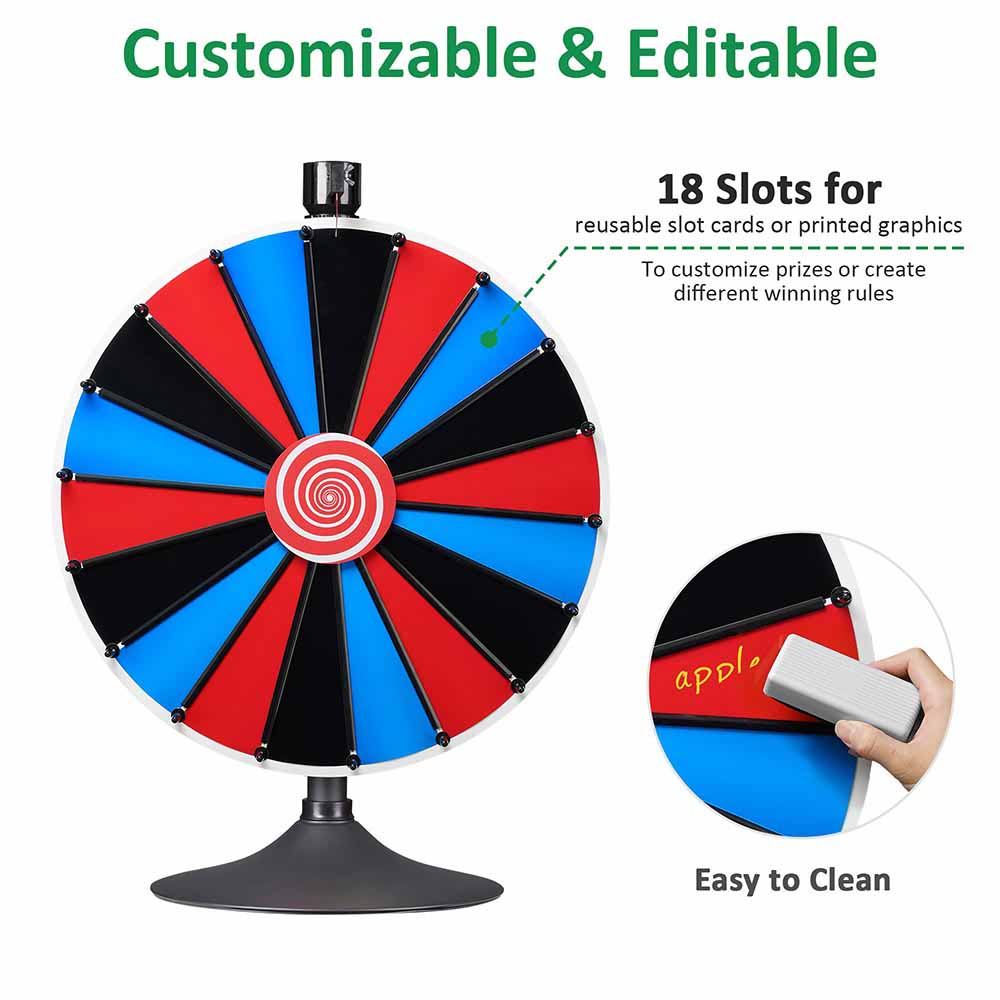 WinSpin 24" 18 Slot Adjustable Spinning Prize Wheel